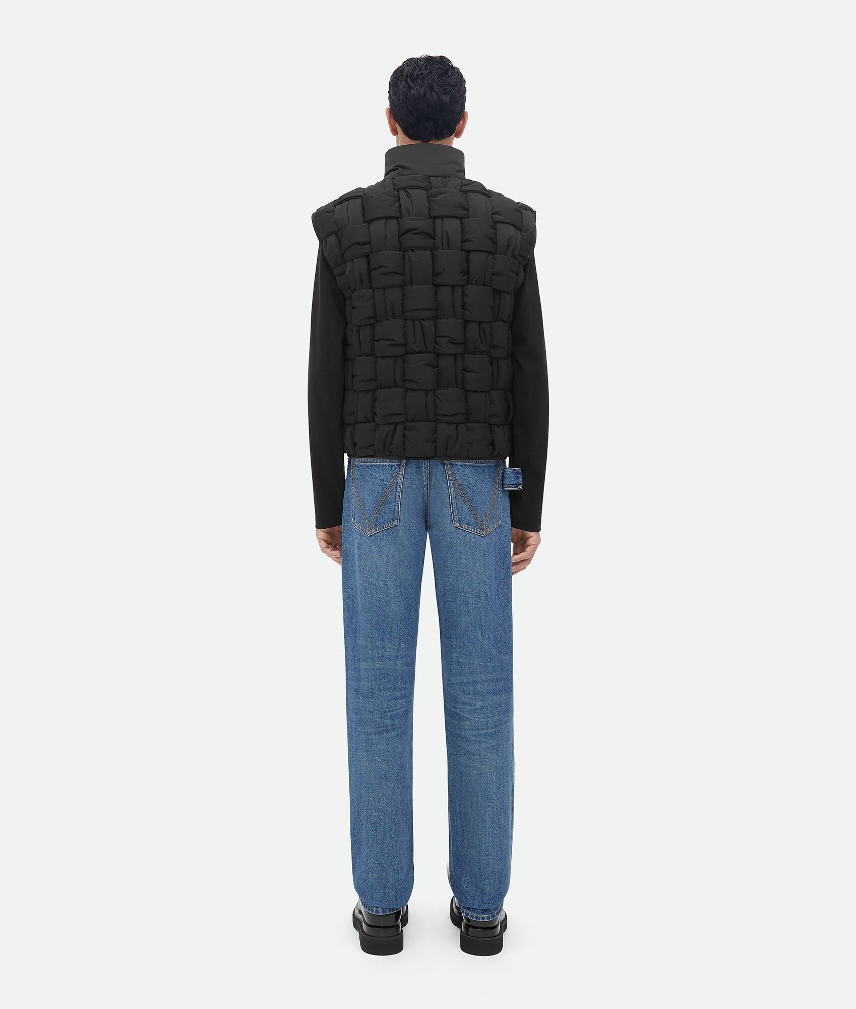 padded nylon intreccio gilet - 3