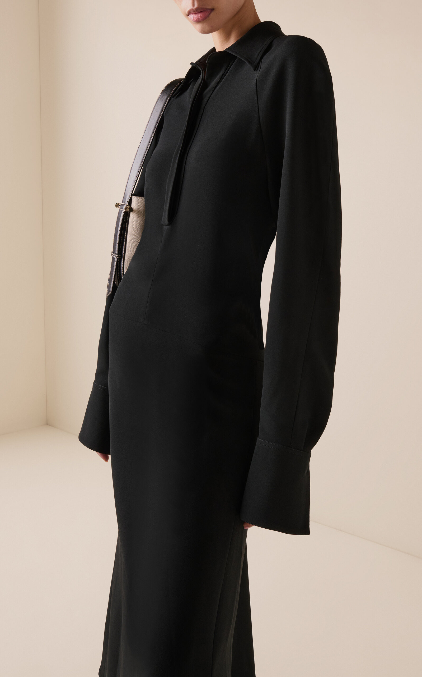 Crepe Polo Midi Dress black - 2