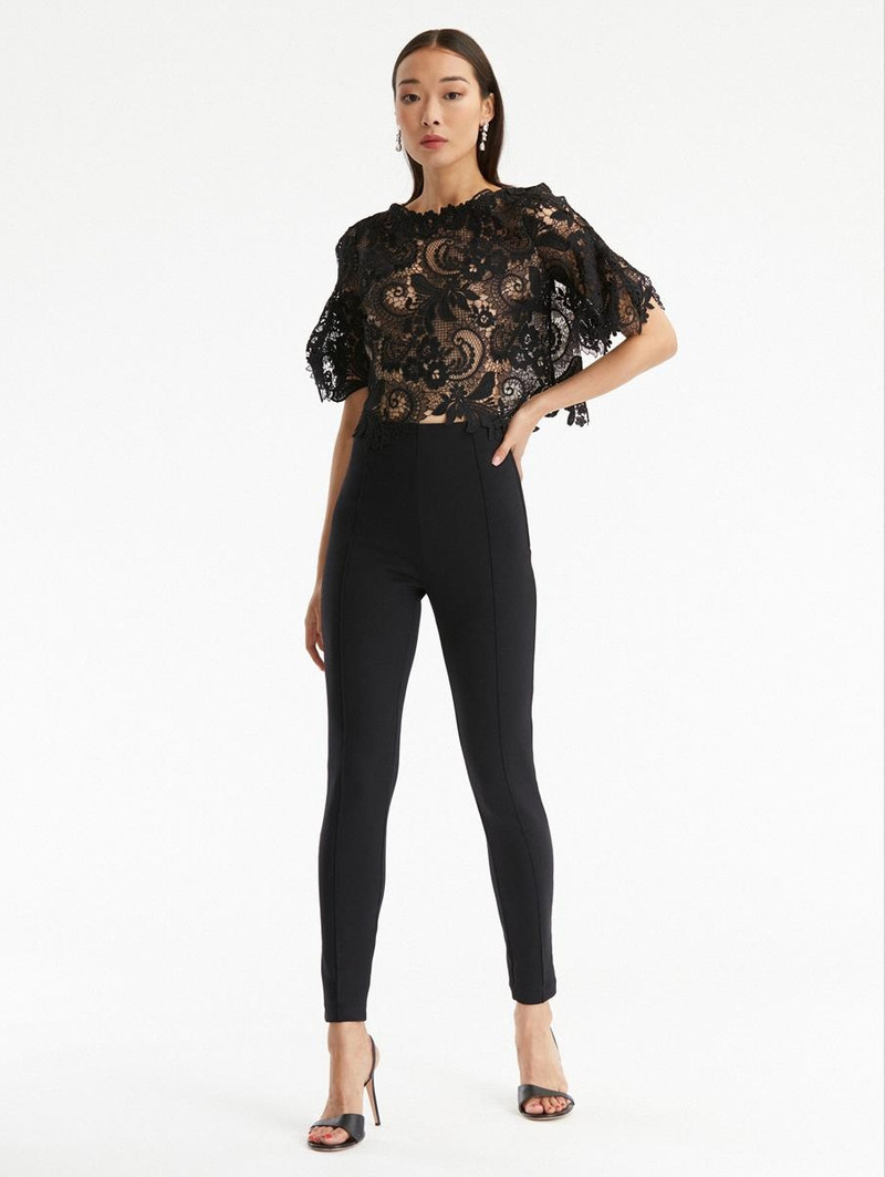 Oscar de la Renta FLUTTER SLEEVE CORDED LACE BLOUSE outlook