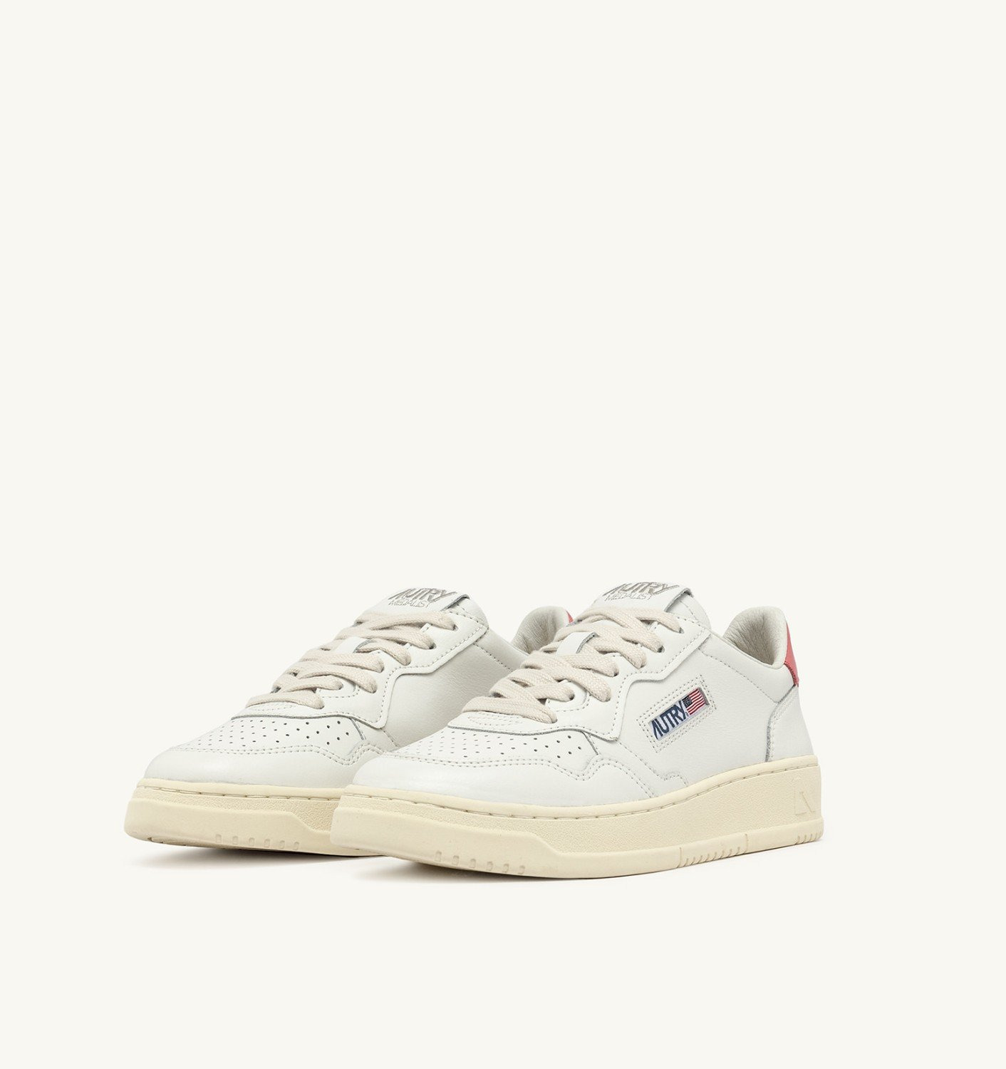 MEDALIST LOW SNEAKERS IN WHITE AND TEAROSE LEATHER - 2