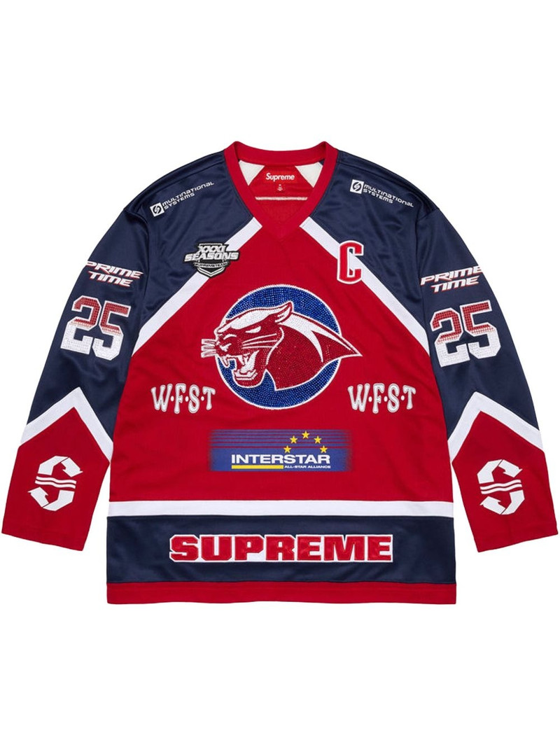 rhinestone-embellished hockey jersey - 1