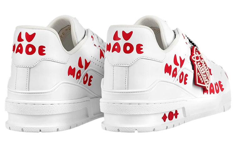 LOUIS VUITTON x Nigo Trainers 'White with Red LV Made' 1A9J9V - 4