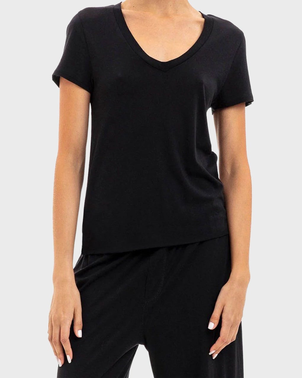 Top V-Neck T-Shirt Black - 2