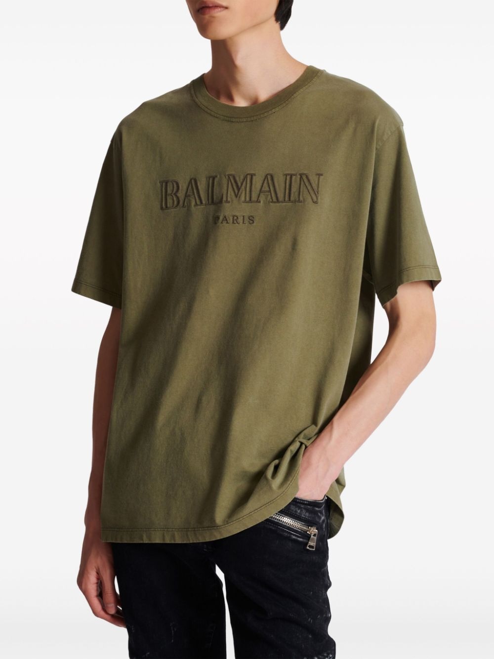 logo-embroidered cotton T-shirt - 6