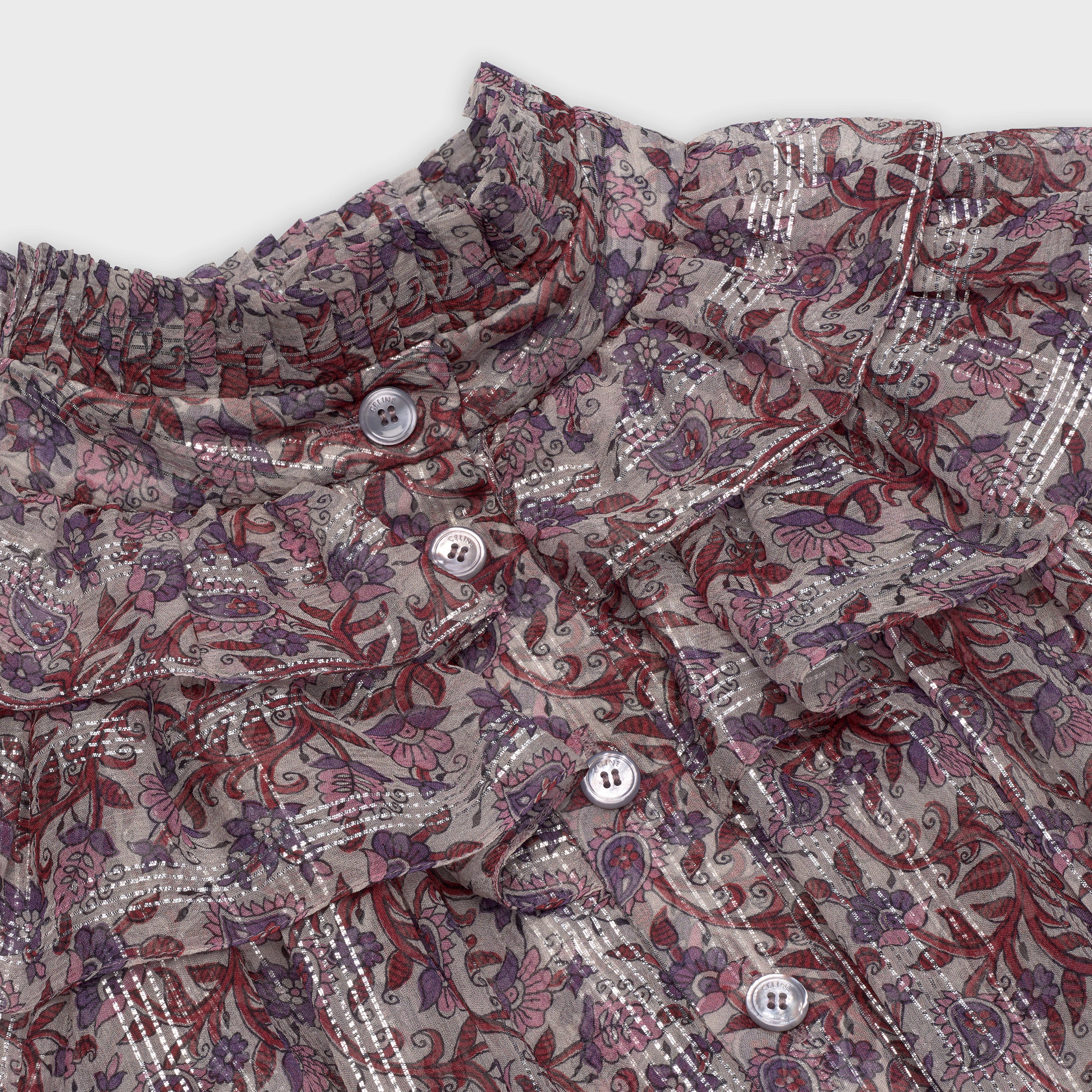 DRESS WITH FRILLED COLLAR IN LAMÉ SILK CREPON - 3