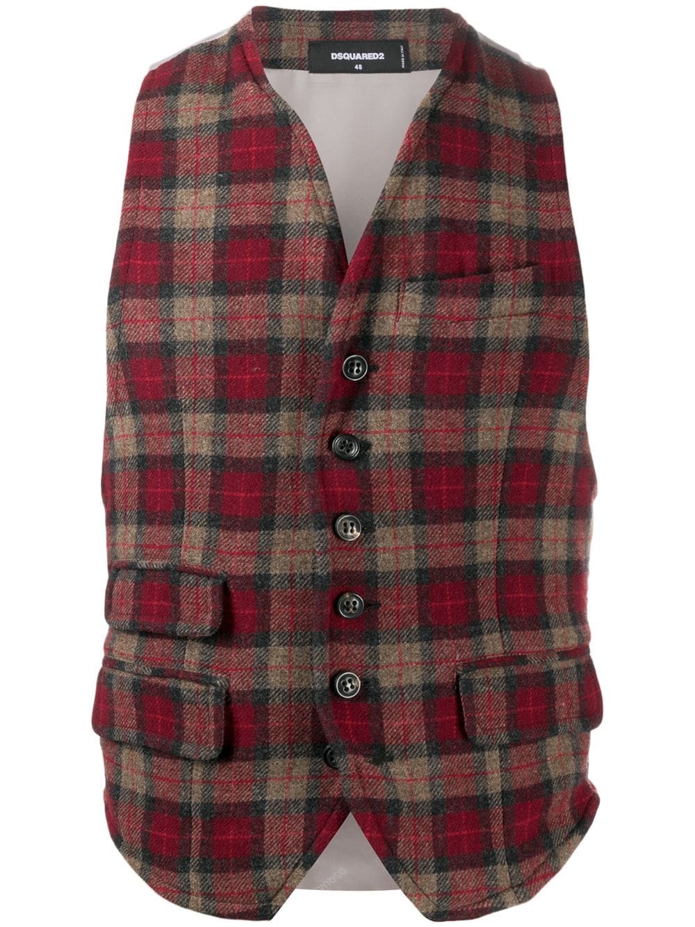 checked wool waistcoat - 1