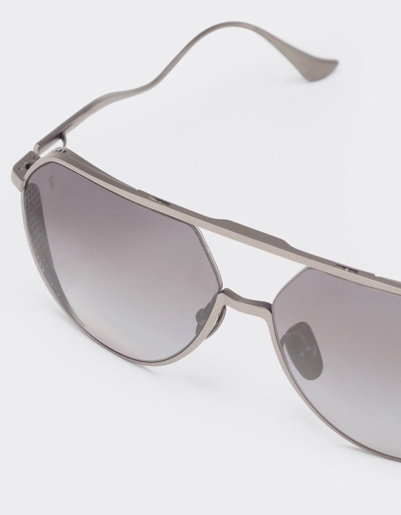 Ferrari sunglasses in matt gunmetal grey titanium with polarised grey gradient lenses 6