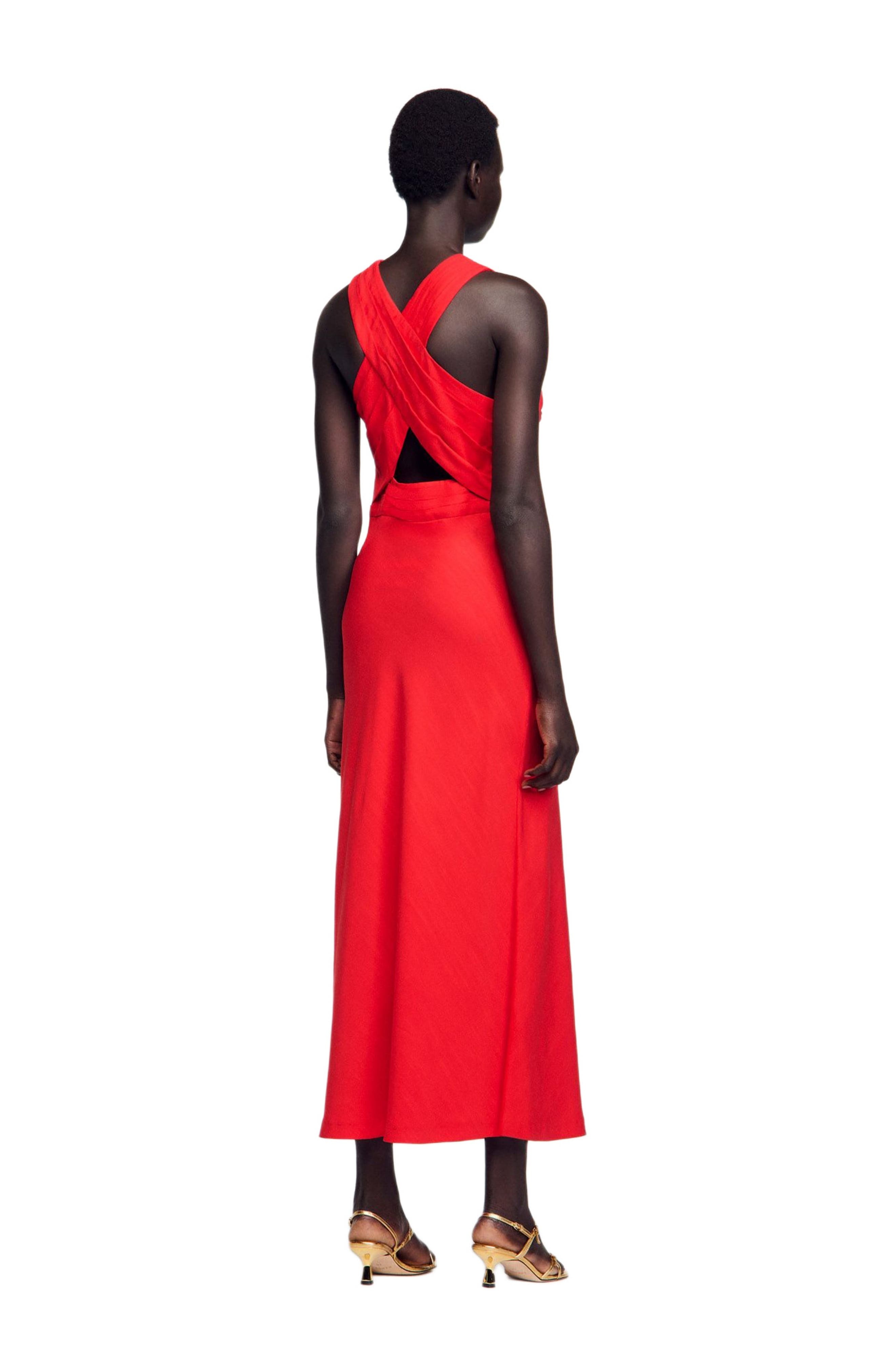 SANDRO Long wraparound dress in Red at Nordstrom - 2