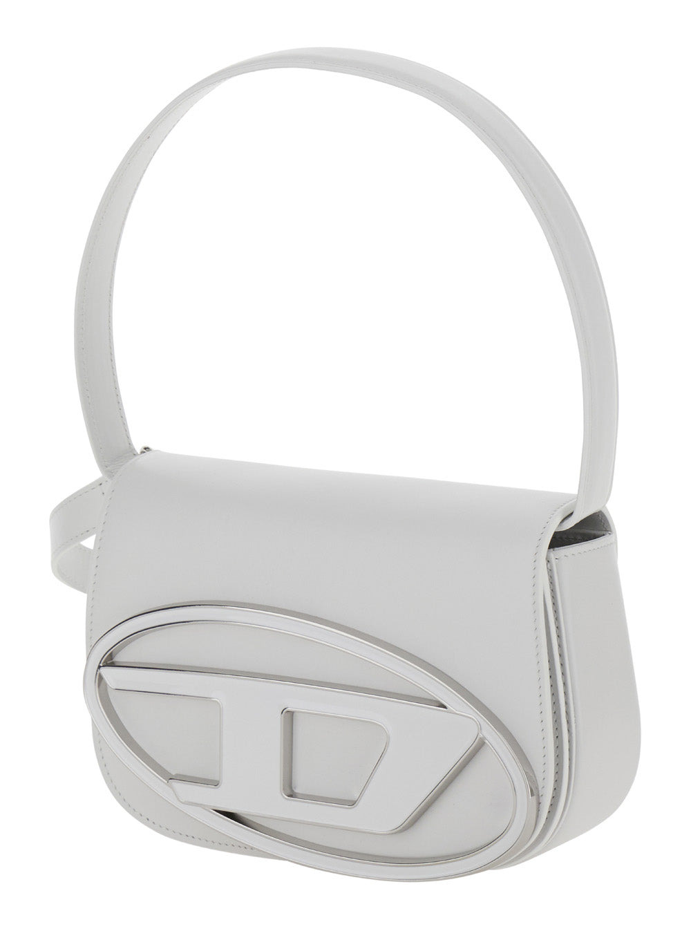 Diesel Women '1Dr' White Shoulder Bag With Oval D Patch In Leather Woman - 2