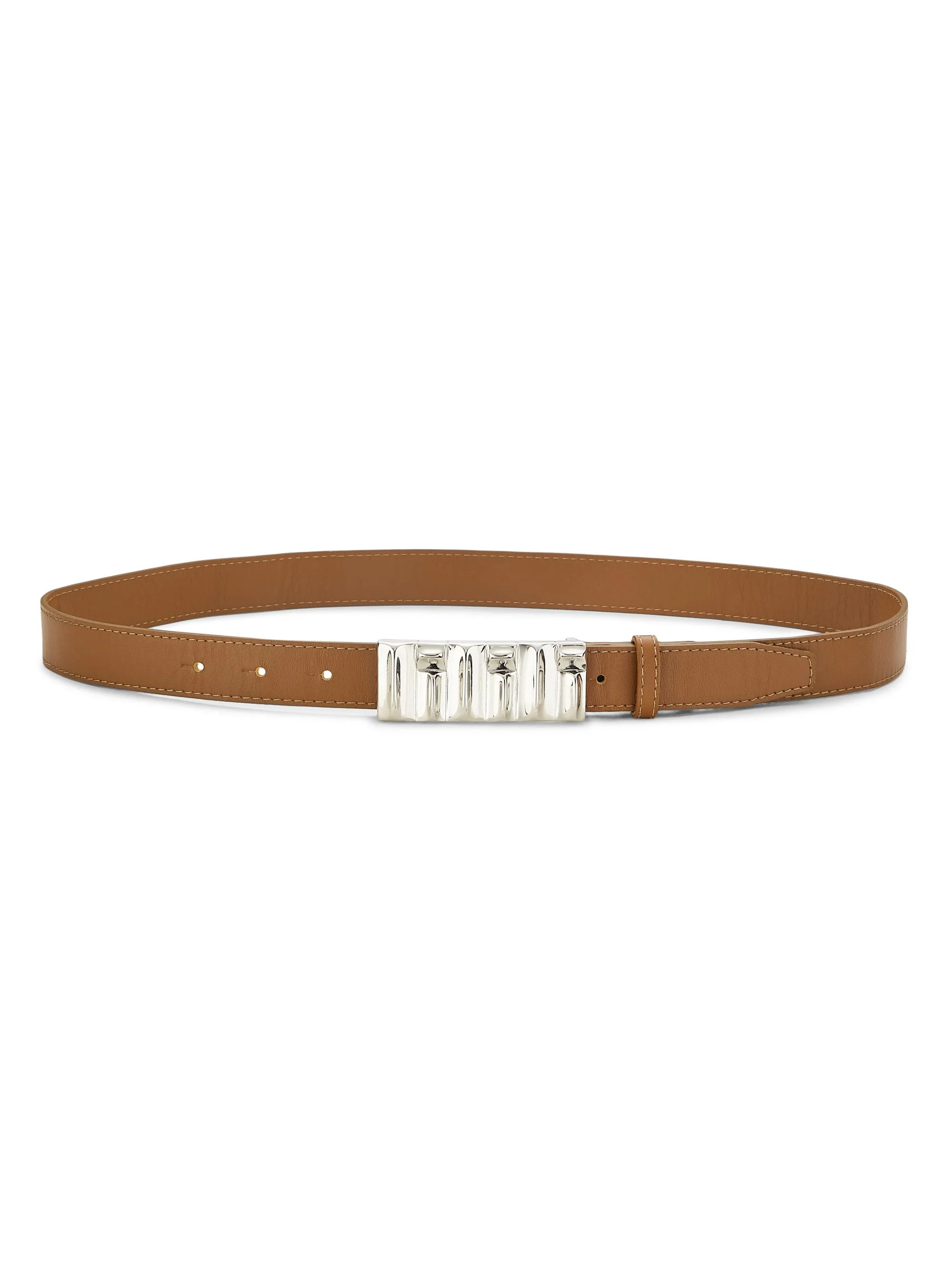 Women's Sculptural Leather Belt - Cognac - 1