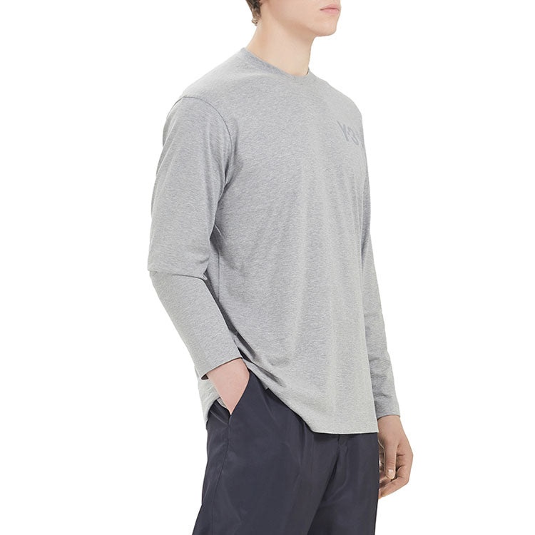 Men's Y-3 Logo Pattern Micro Mark Casual Long Sleeves Round Neck Gray T-Shirt GK4516 - 5