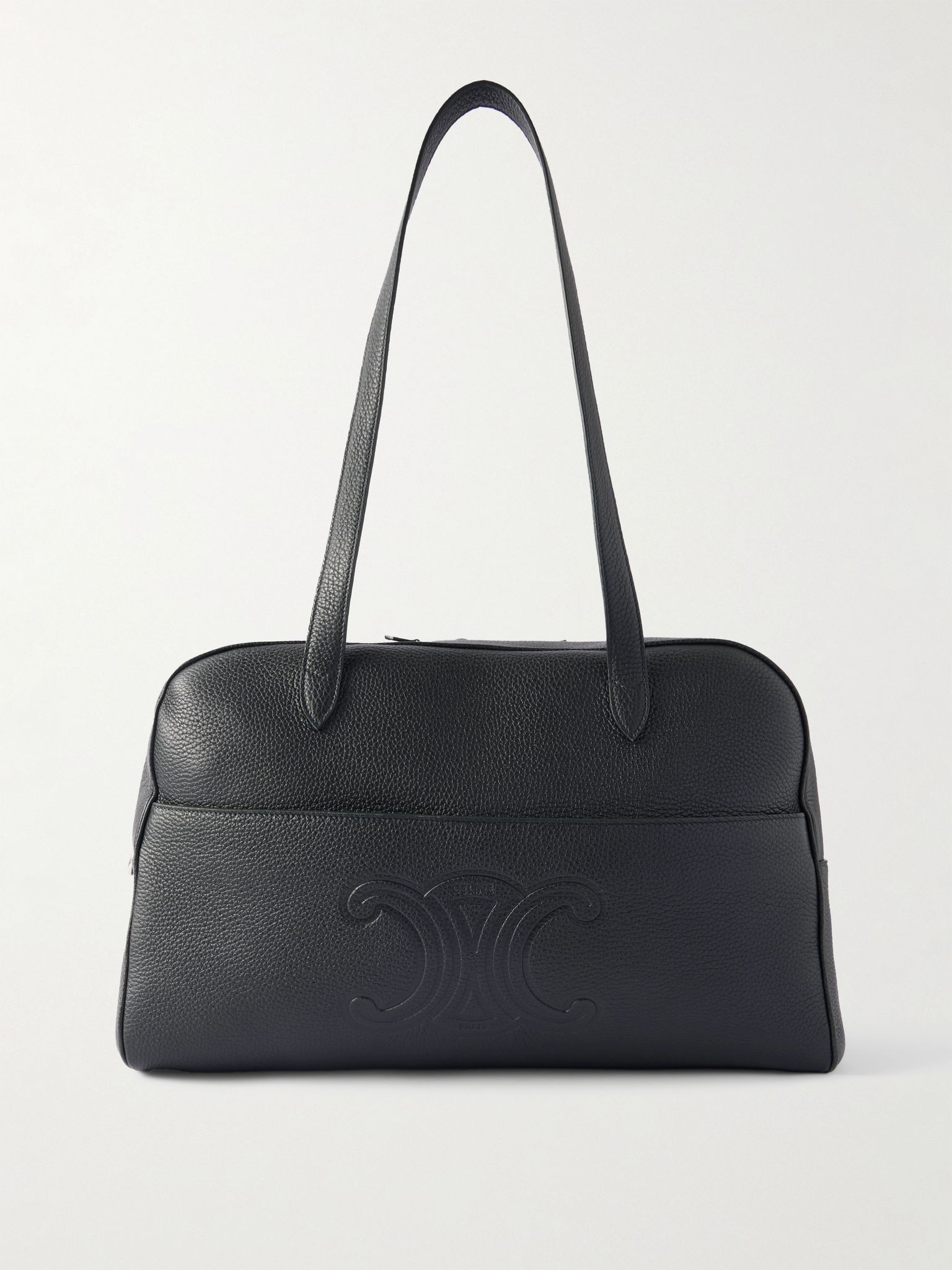 Logo-Debossed Full-Grain Leather Duffle Bag Green - 1