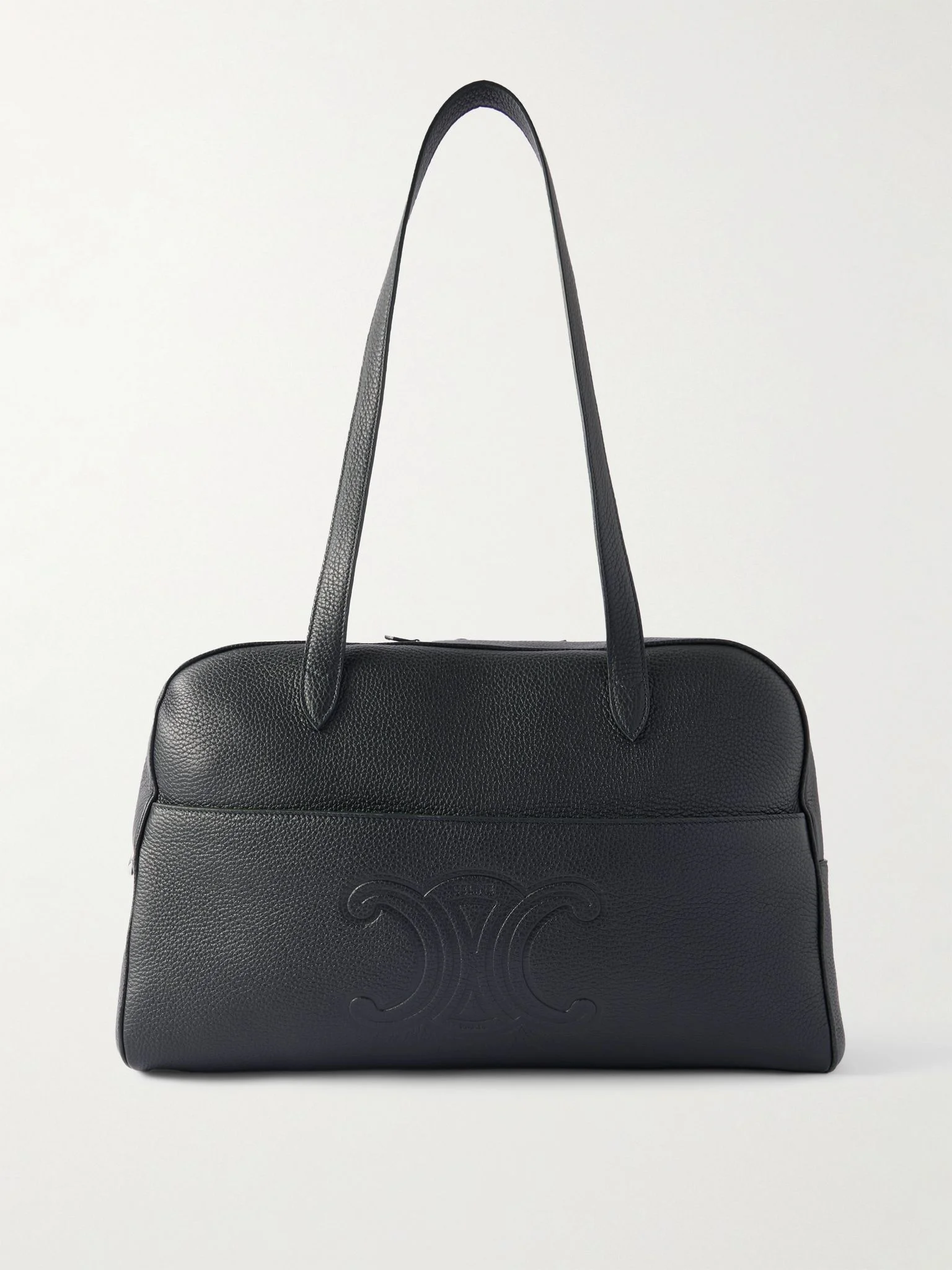 Logo-Debossed Full-Grain Leather Duffle Bag Green - 1