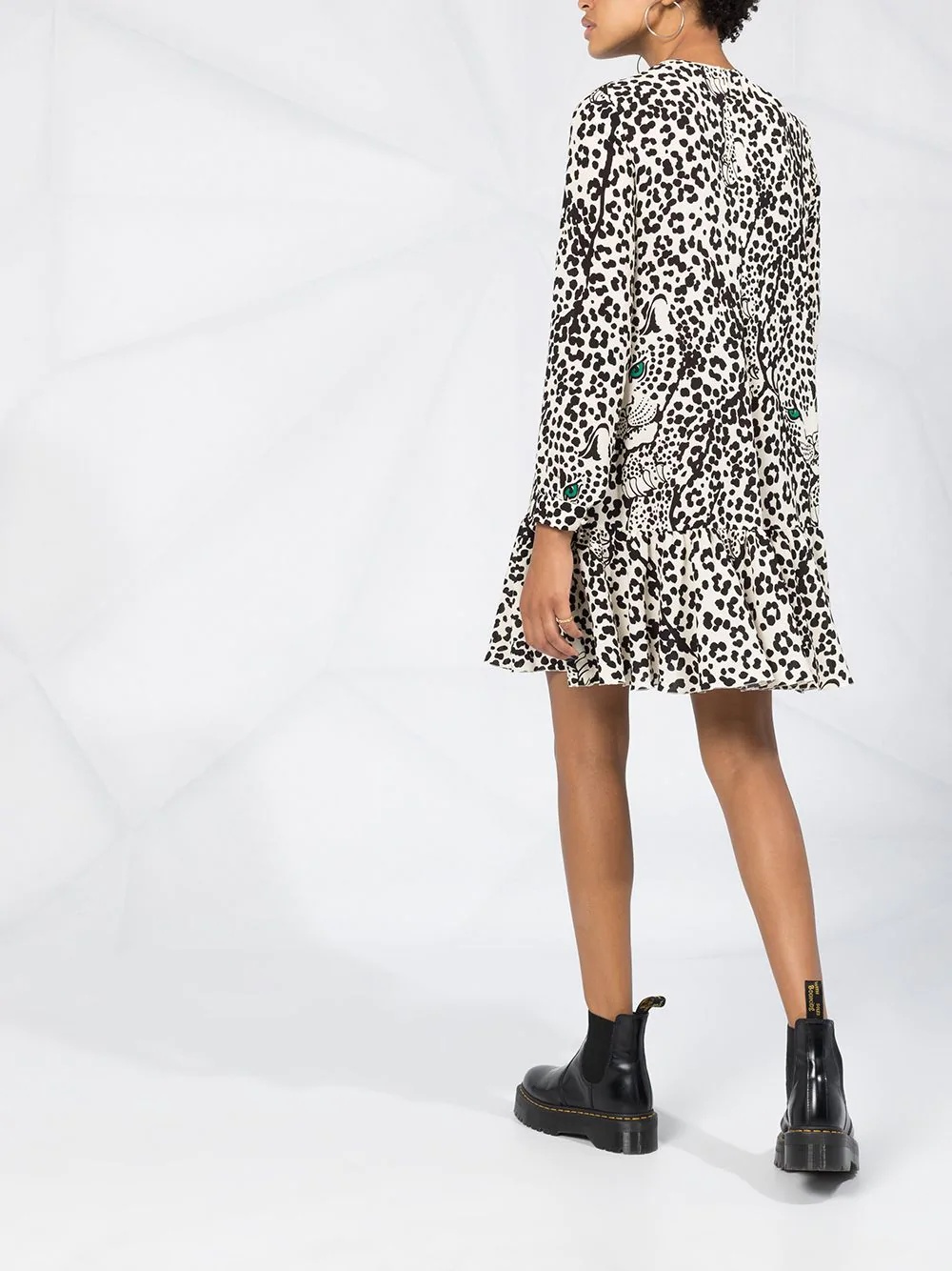 leopard-print long-sleeve dress - 4