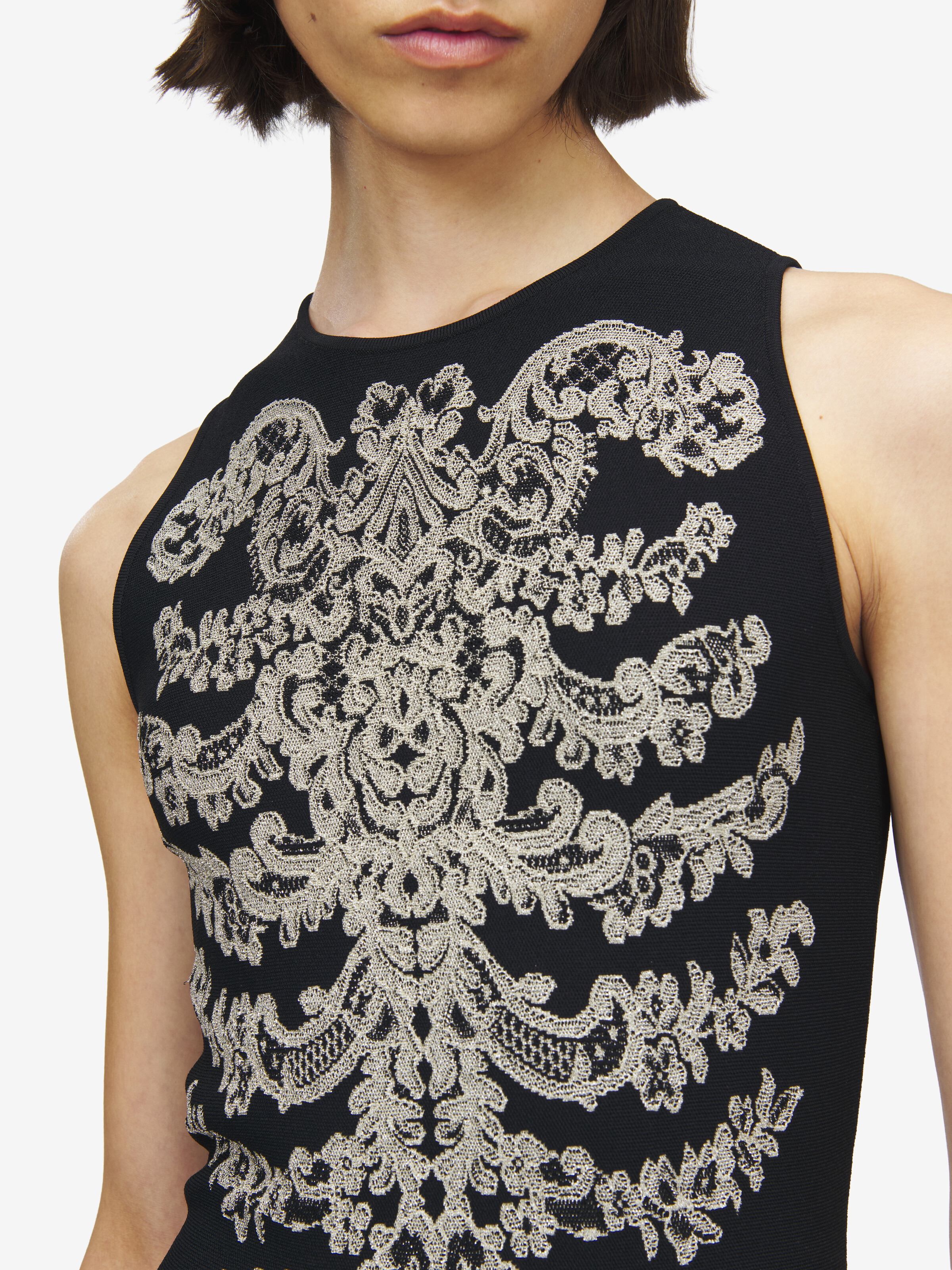Lace Ribcage Jacquard Mini Dress - 5