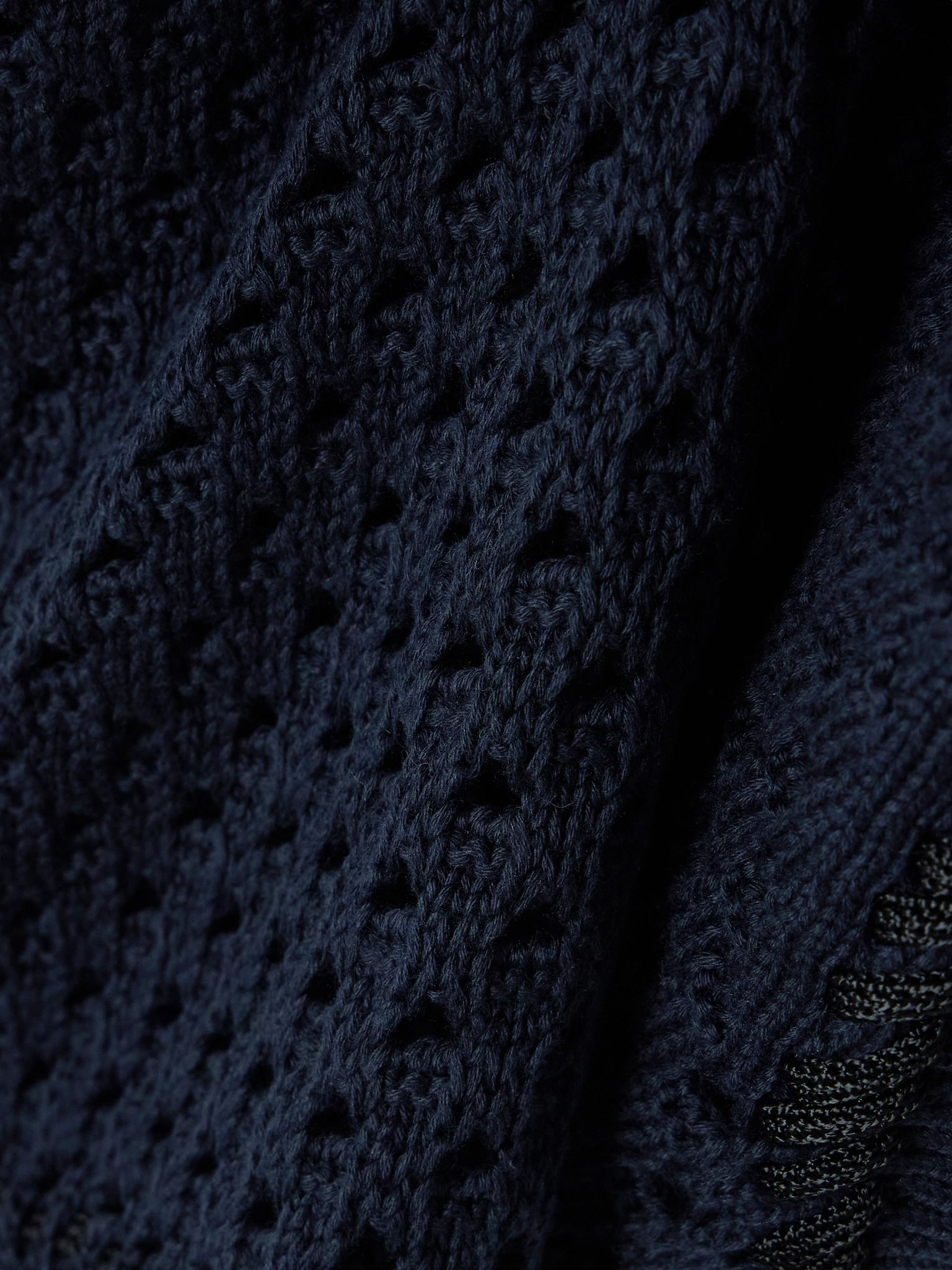 Cropped open-knit cotton vest Navy - 5