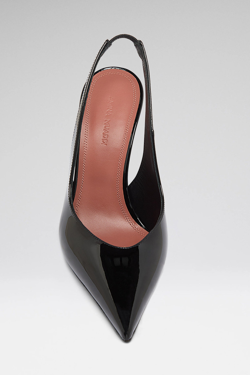 Amina Muaddi ANOK SLING 105 BLACK PATENT outlook