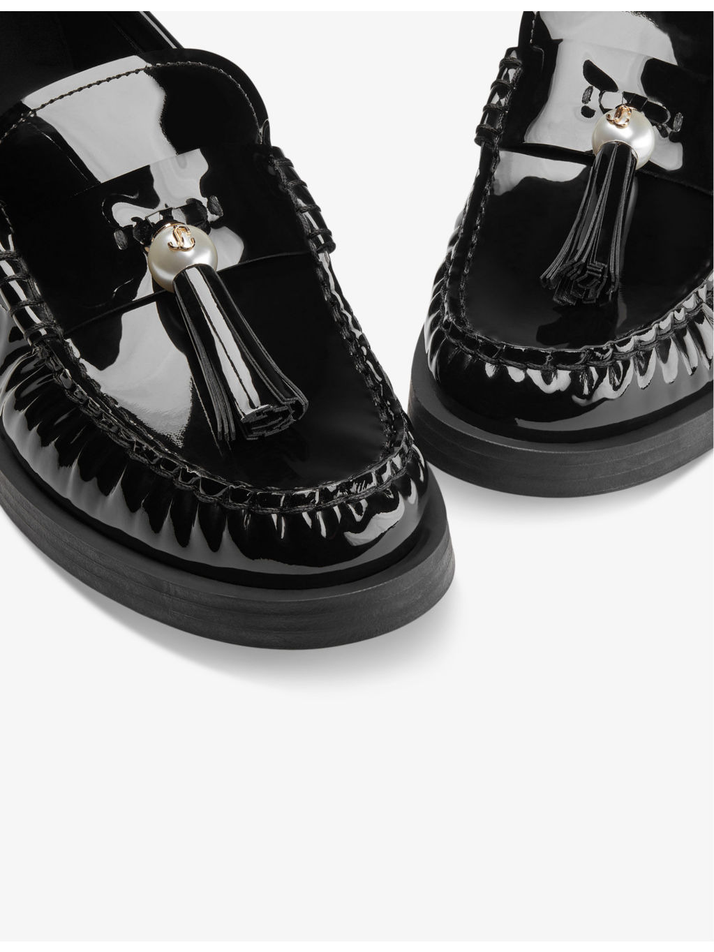 Addie pearl-tassel leather loafers - 5
