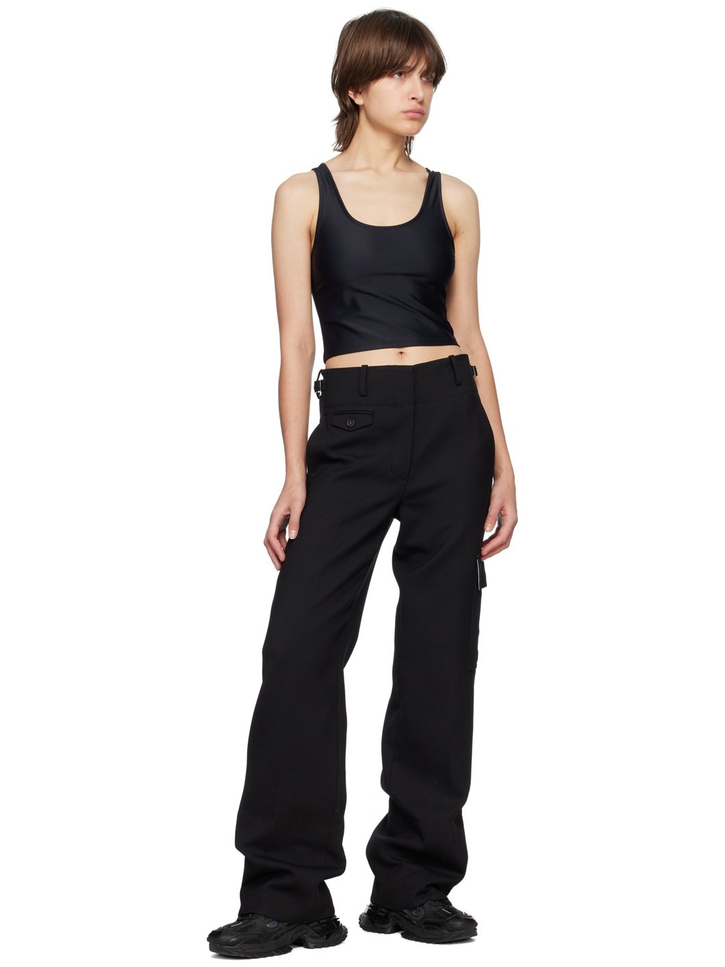Black Scoop Neck Tank Top - 4