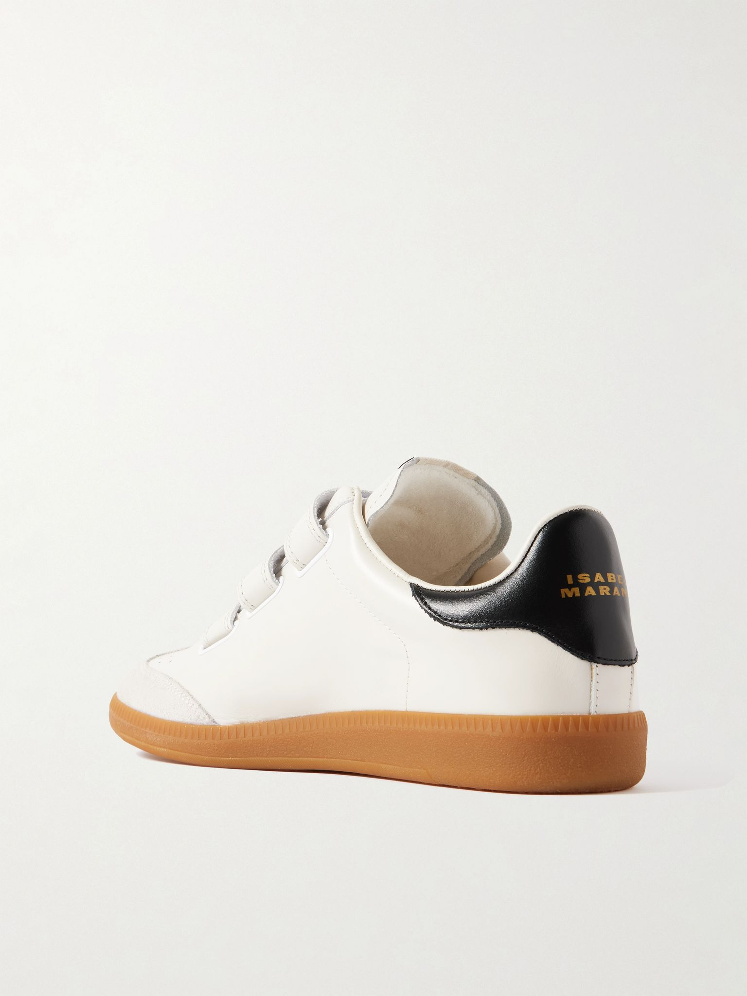 Beth suede-trimmed leather sneakers Ecru - 3