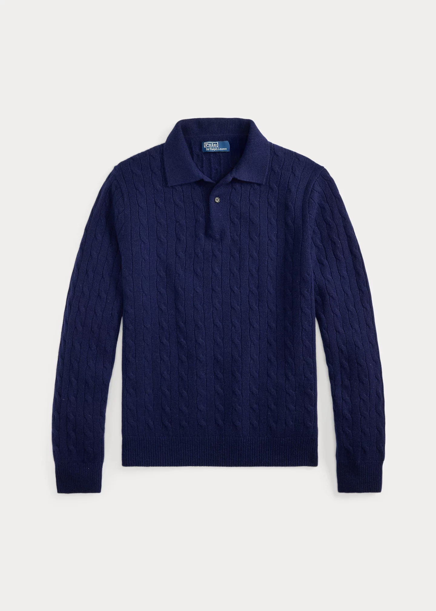 Cable-Knit Cashmere Polo-Collar Sweater - 1
