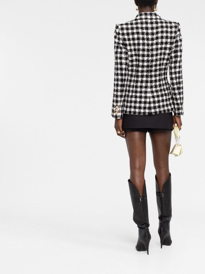 houndstooth single-breasted blazer - 4