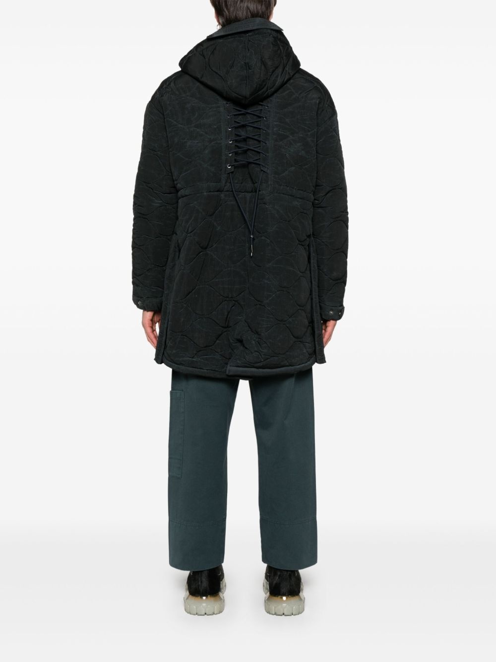 lace-up fishtail parka - 4