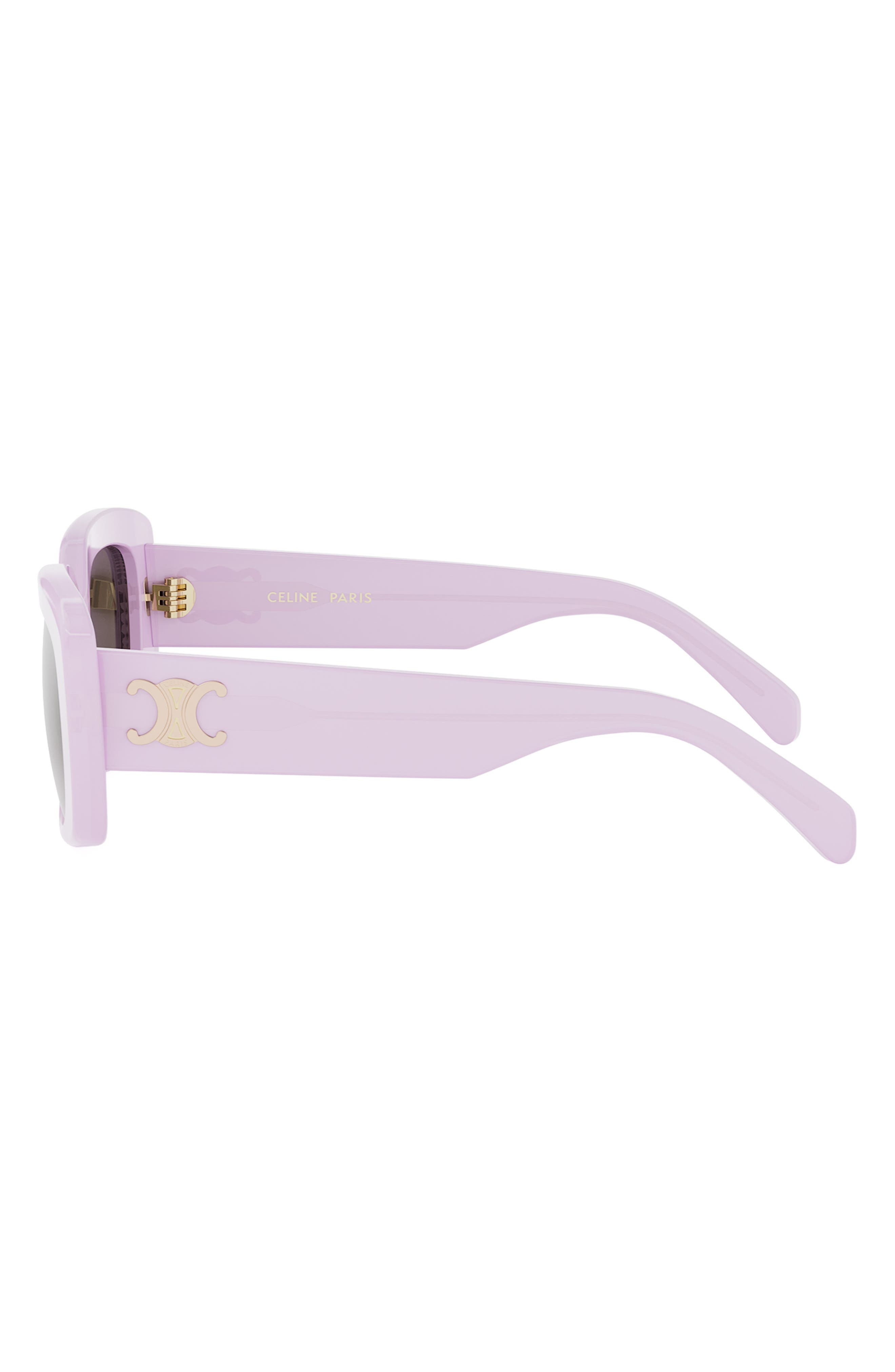 CELINE Triomphe 55mm Rectangular Sunglasses in Shiny Lilac /Gradient Brown at Nordstrom - 8