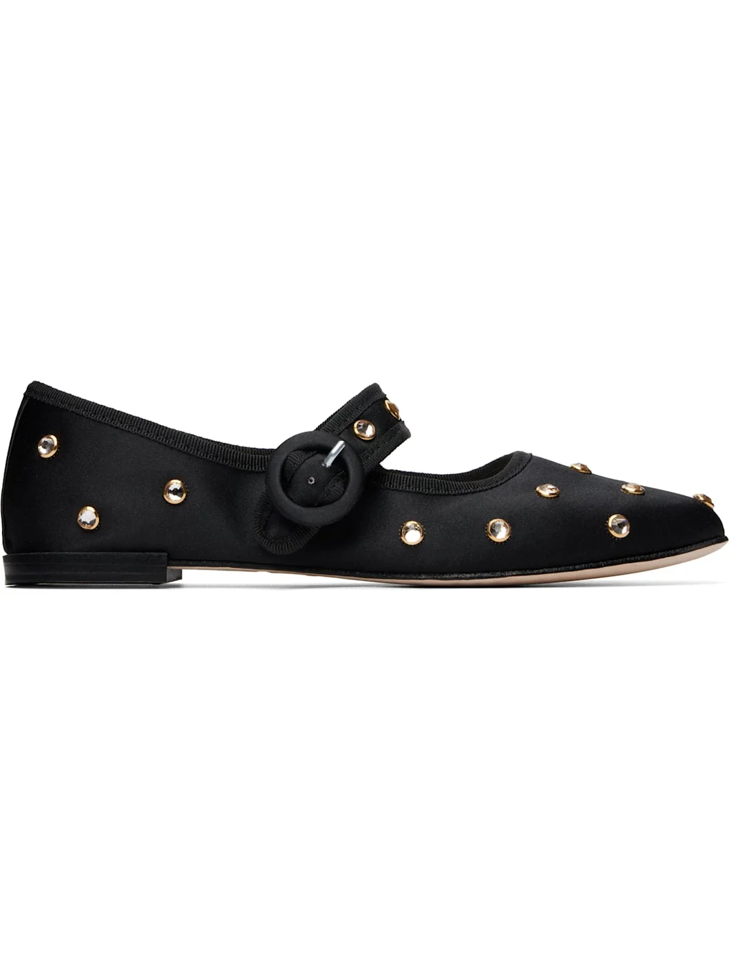 Black Georgia Mary Jane Square-Toe Ballerina Flats - 1