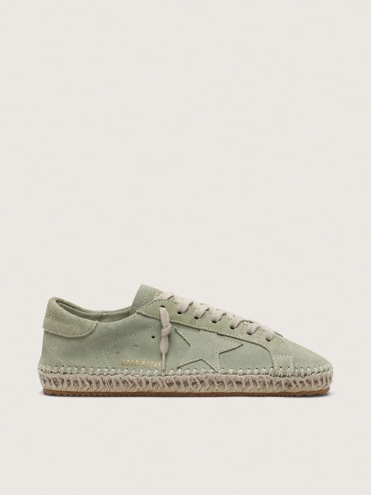 Women’s Super-Star in sage-green suede with tone-on-tone suede star and jute-effect foxing - 1