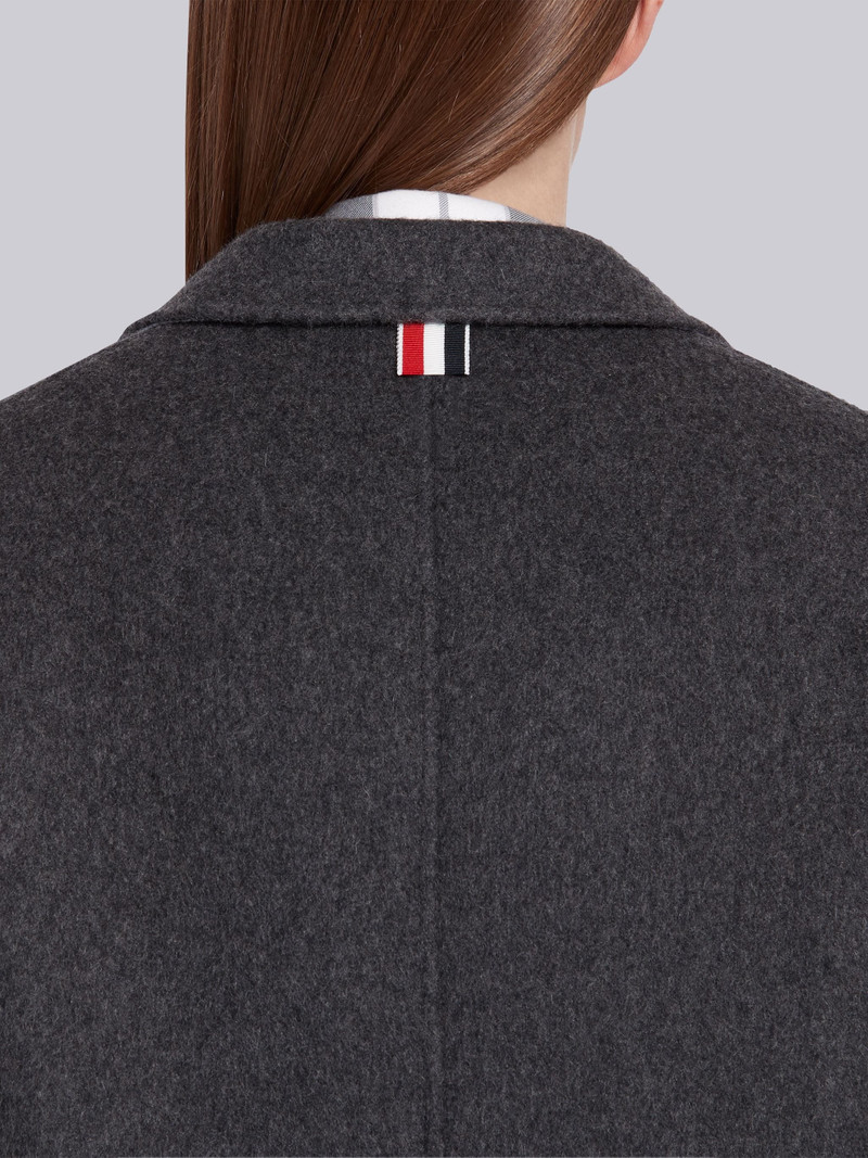 Medium Grey Military Weight Cashmere Single Breasted Sack Overcoat 5