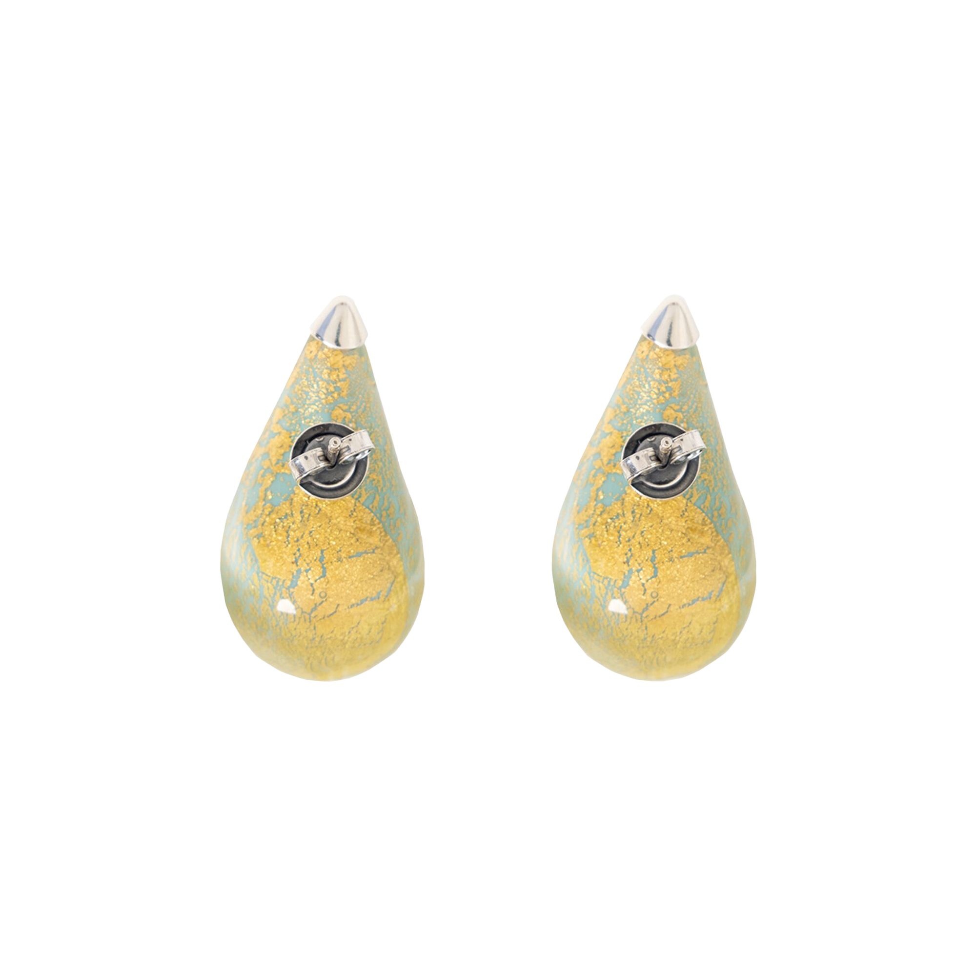 Bottega Veneta Glass Drop Earrings 'Mint/Gold' - 2