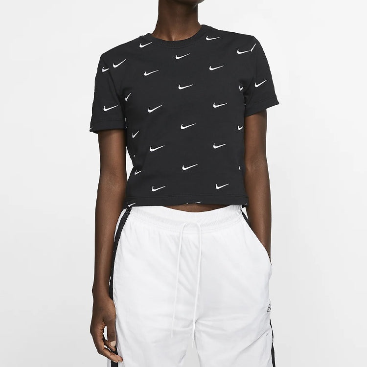 (WMNS) NikeLab Swoosh Small Embroidered Logo Short Sleeve 'Black' CK4092-010 - 2