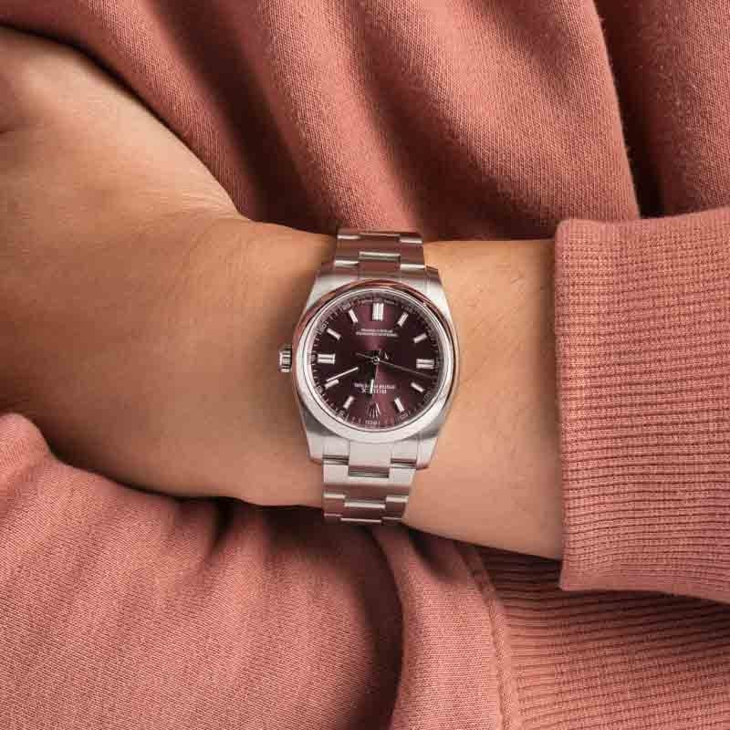 Rolex Oyster Perpetual Ref 116000 Red Grape Dial - 5