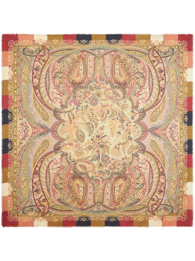 paisley-print frayed-edge scarf 1