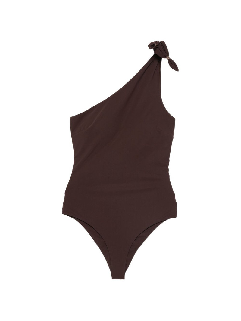 one-shoulder knot-detail swimsuit 1