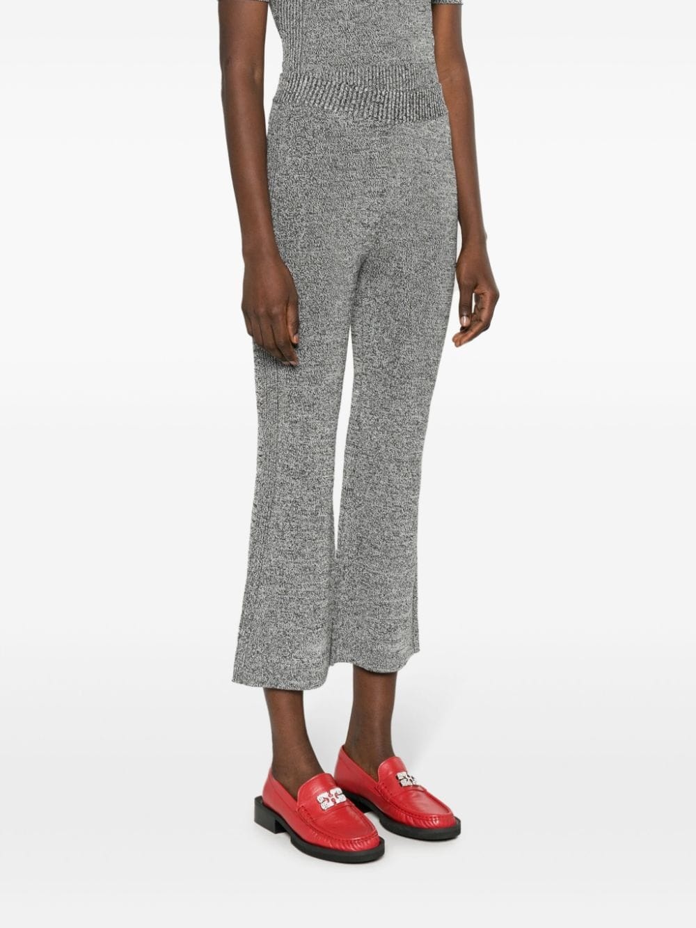 mÃ©lange cropped flared trousers - 3