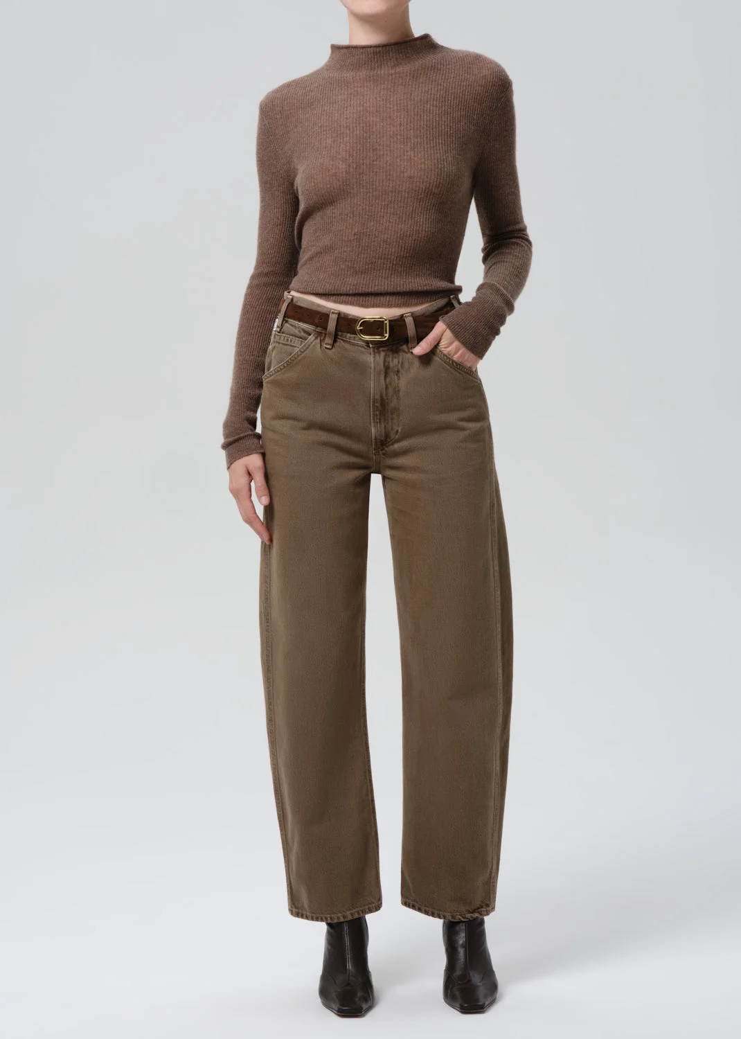Leelah Turtleneck Sweater In Mushroom - 1