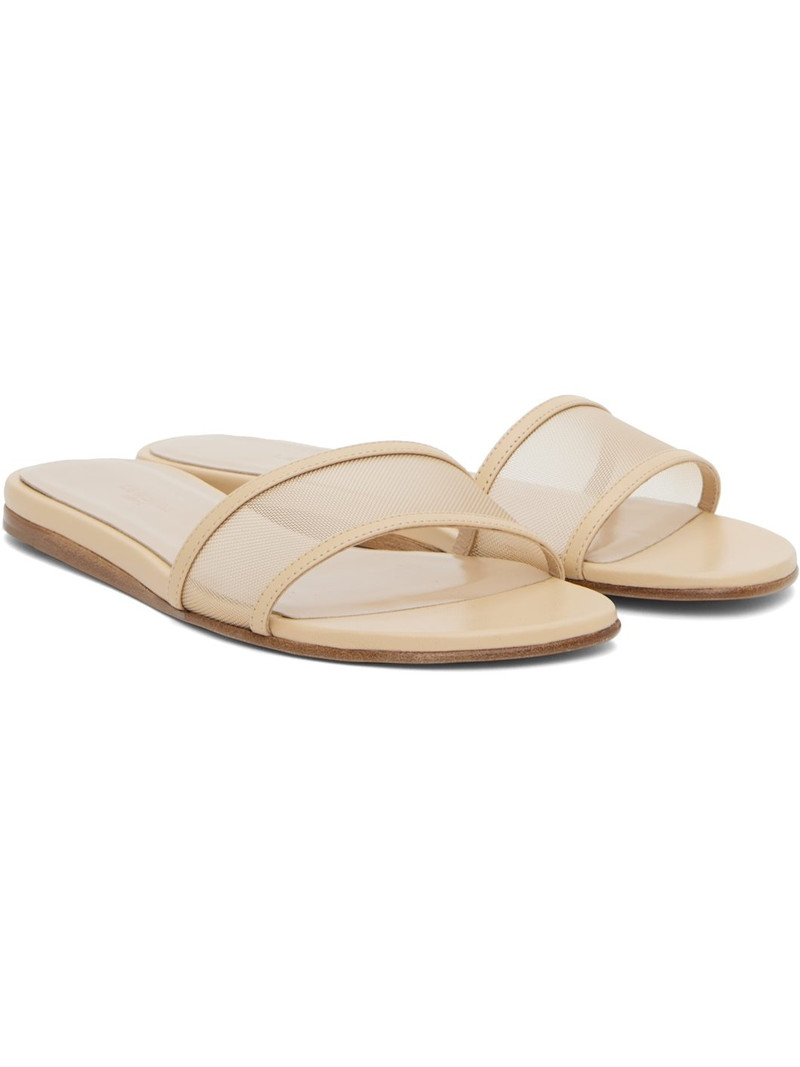 Beige Mesh Pool Sandals 4