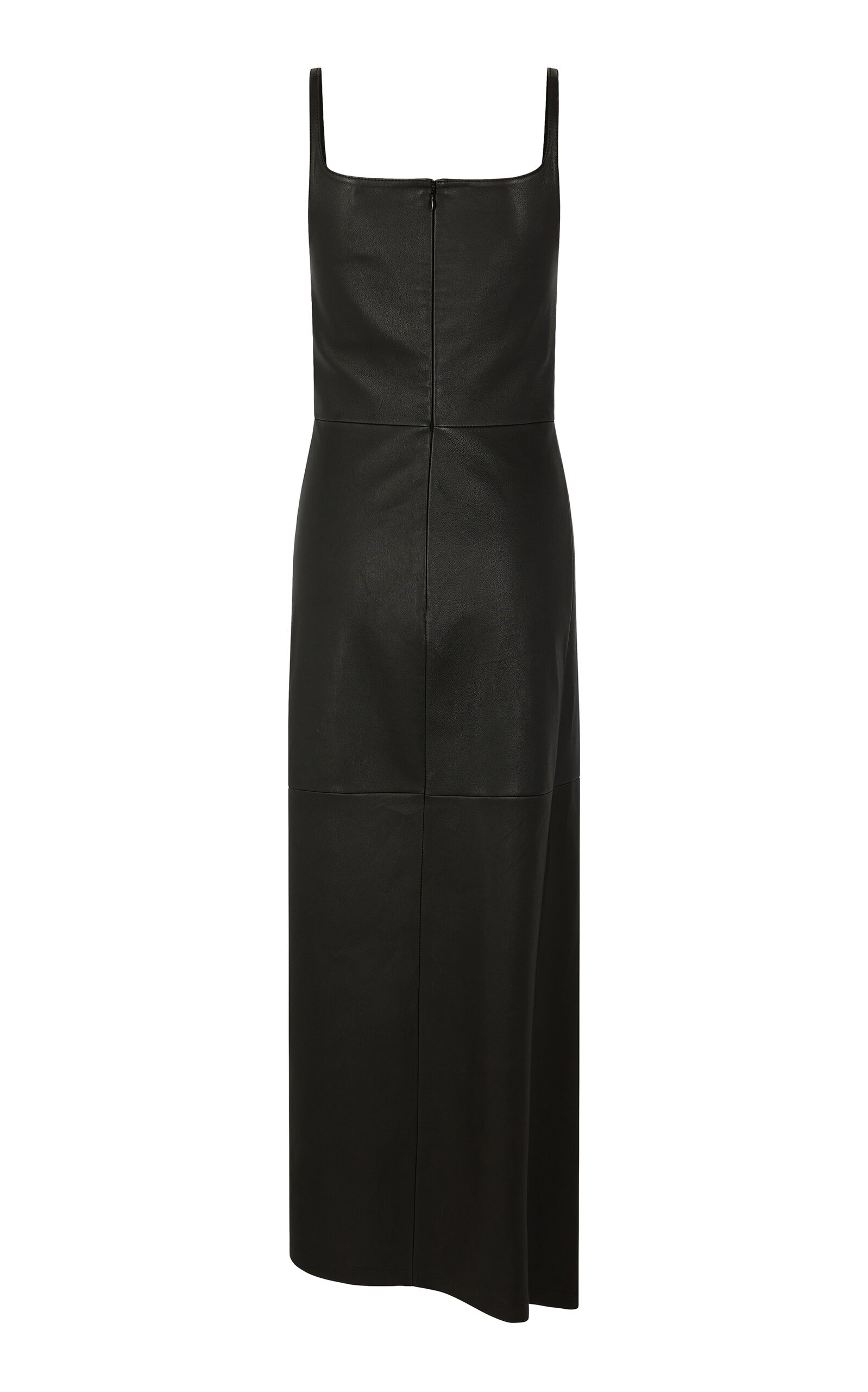 Button-Detailed Leather Midi Dress black - 5