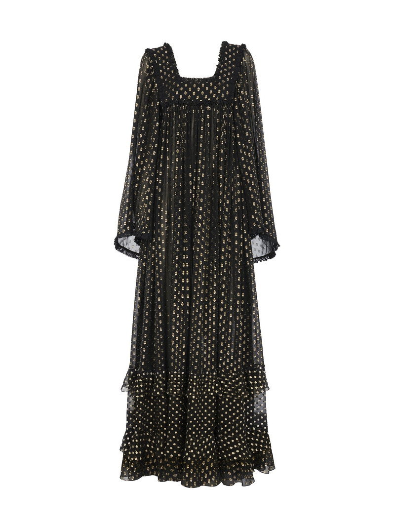 RUFFLED MAXI DRESS IN LIGHT SILK - 1