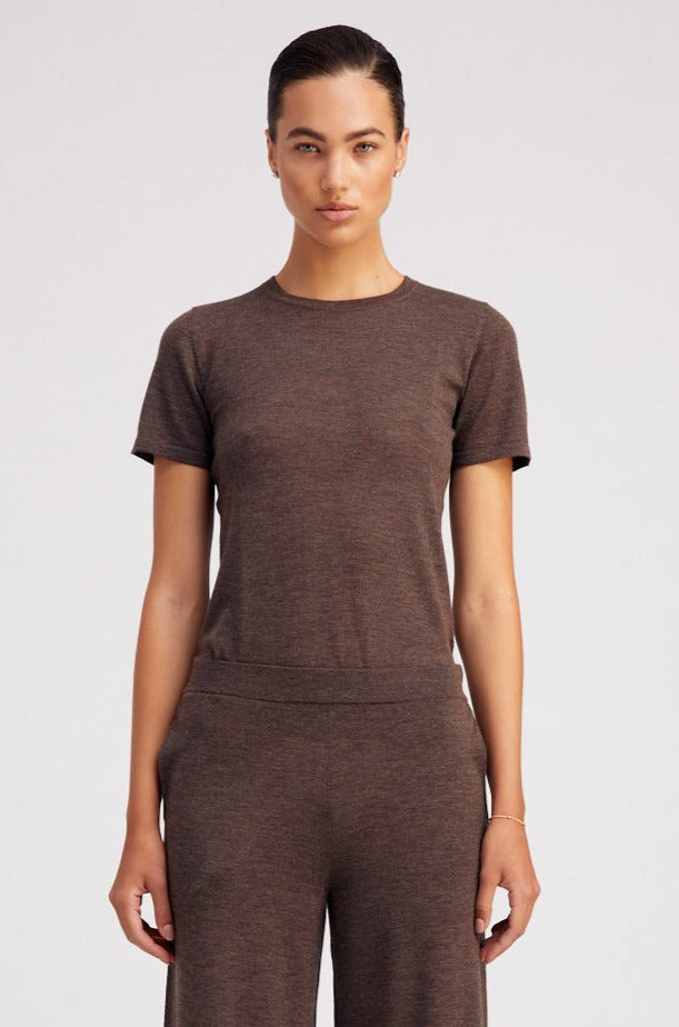 HEATHER BROWN ULTRA FINE CASHMERE TEE - 2