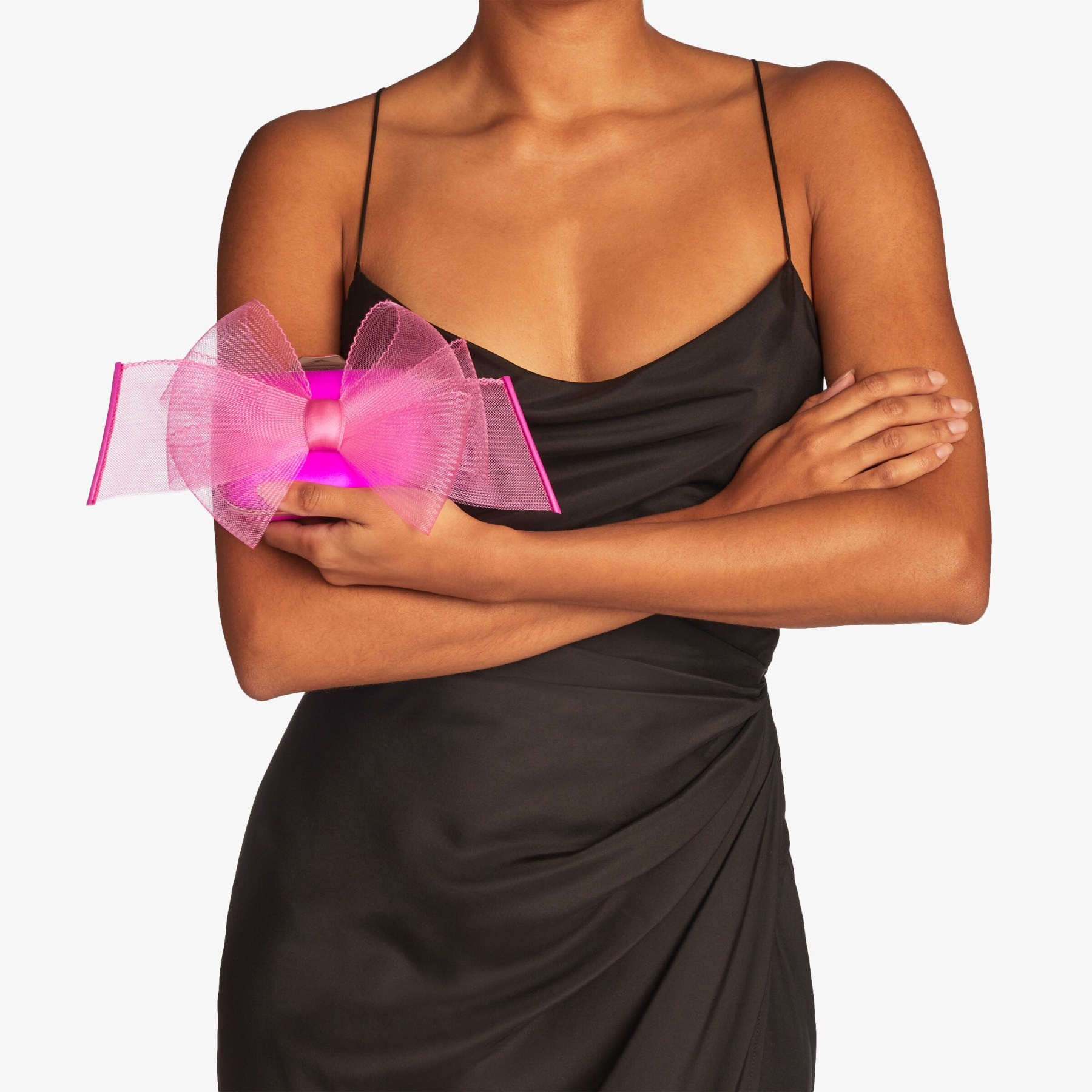 Micro Cloud
Fuchsia Satin Mini Bag with Aveline Bow - 2