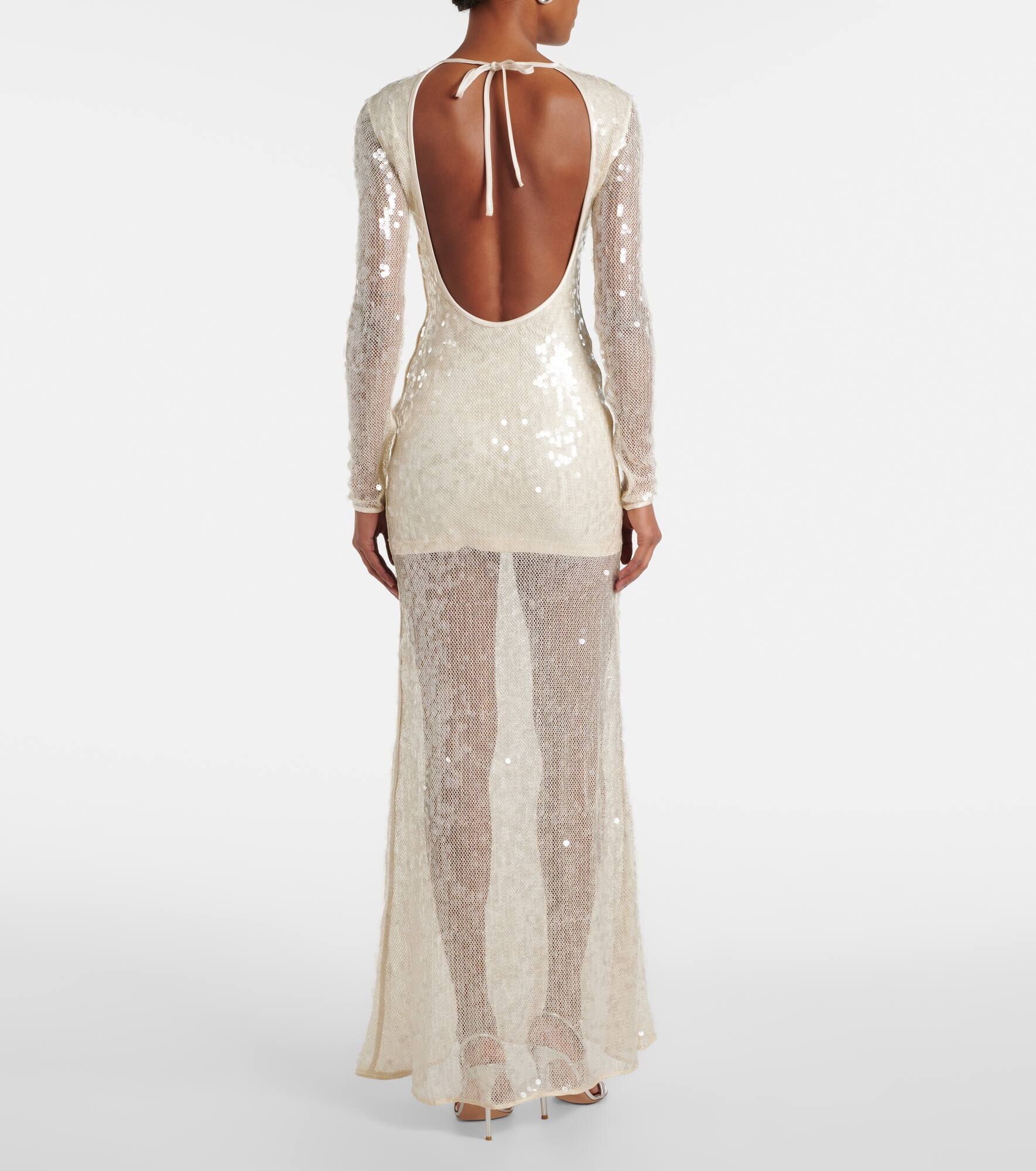 Sequined open-back gown - 3