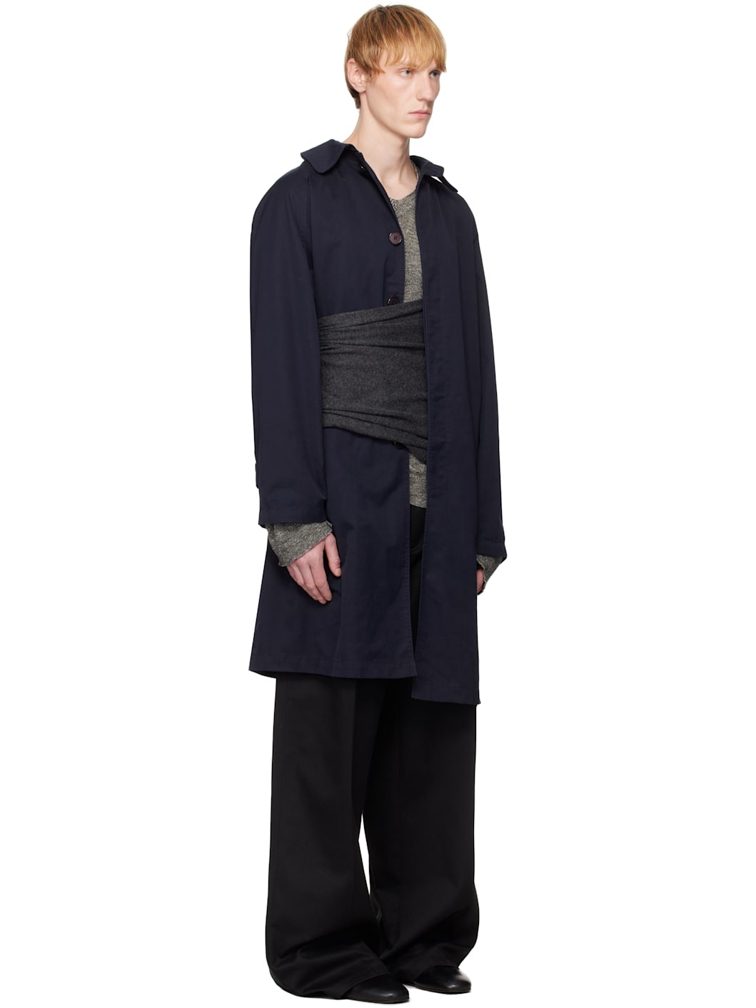 Navy Extended Trench Coat - 2