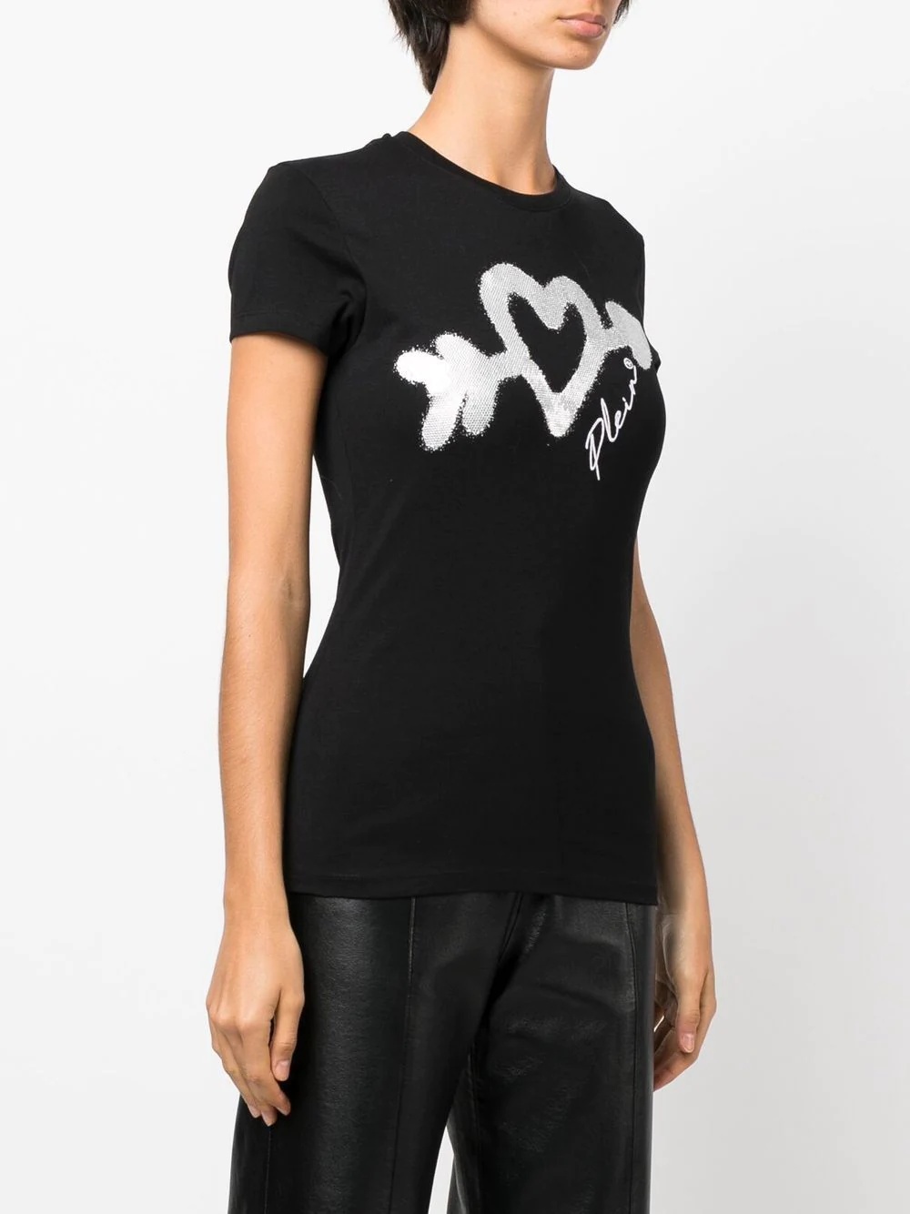 crystal-embellished logo T-shirt - 3
