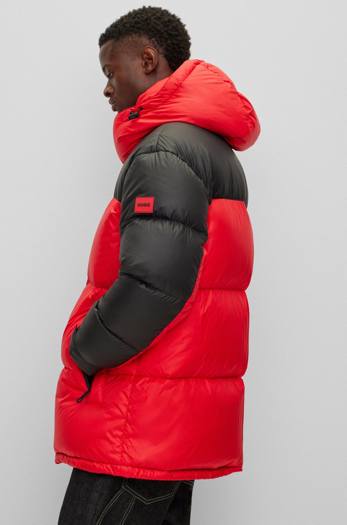 WATER-REPELLENT PARKA WITH RED-RUBBER LOGO BADGE - 7