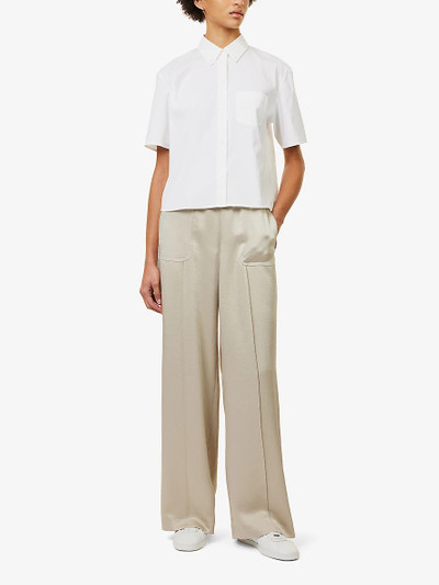 Vince Patch-pocket wide-leg mid-rise satin trousers outlook