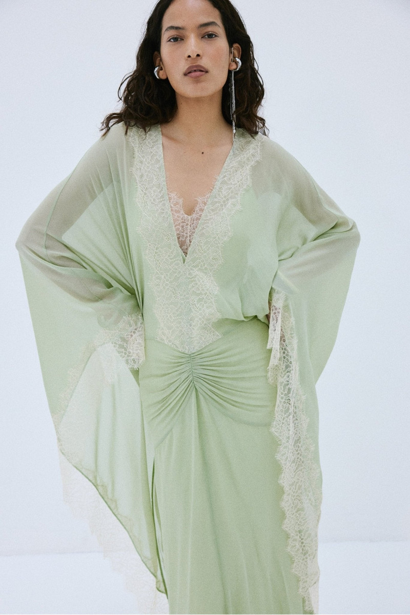 EVITA MAXI DRESS IN MINT GREEN VISCOSE GEORGETTE 3