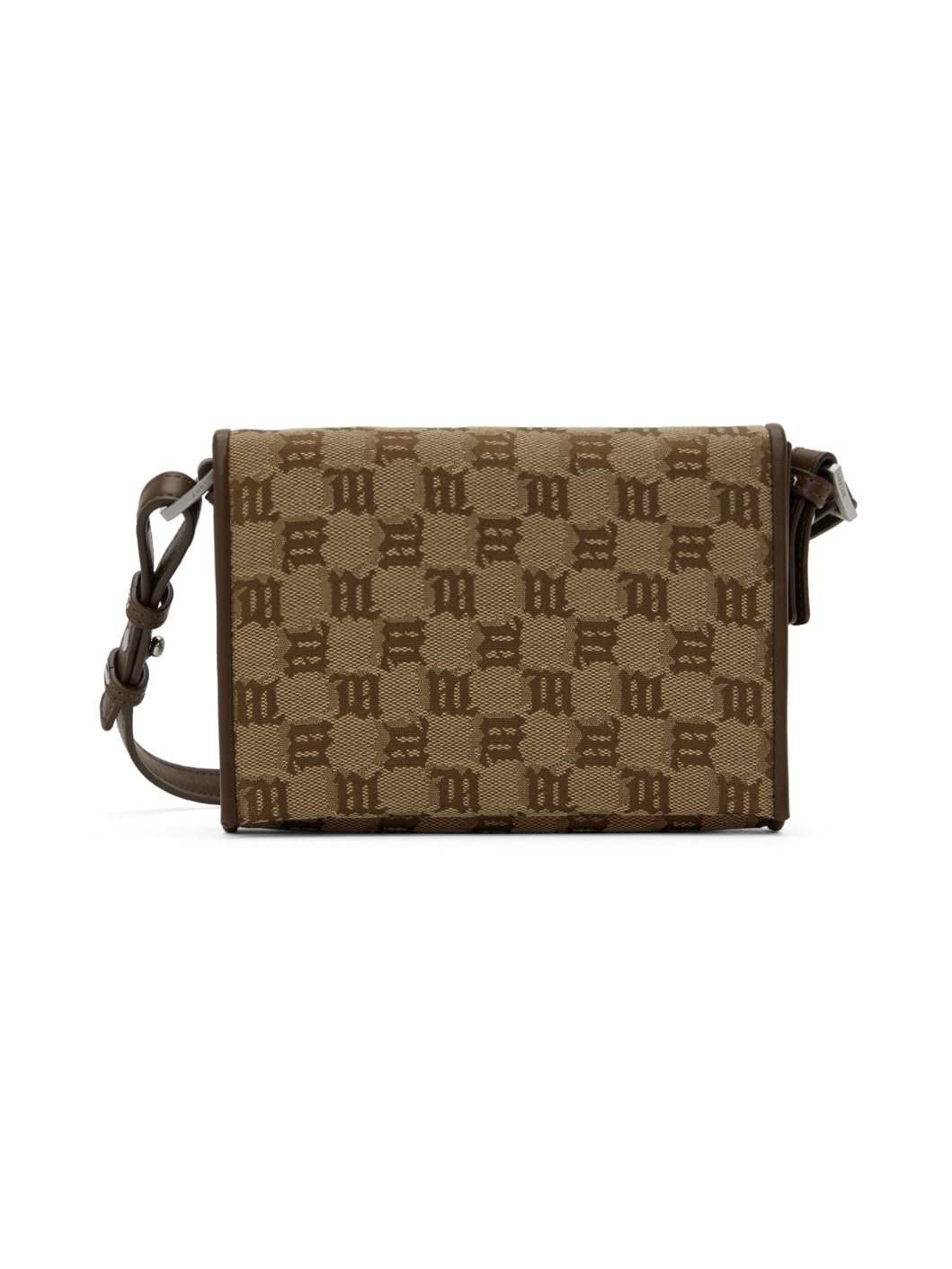 SSENSE Exclusive Brown & Taupe Jacquard Monogram Phone Pouch - 1